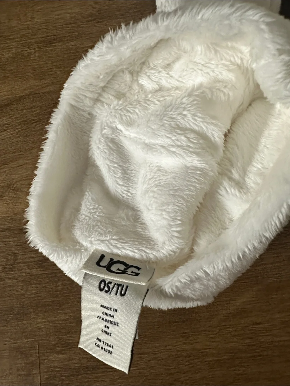 UGG White Plush Infant Hat and Booties Set